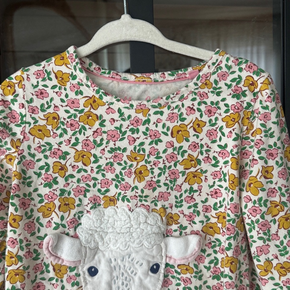 Mini Boden floral Lamb Appliqué long sleeve tee sweater 3D Farm sheep toddler - Picture 6 of 6